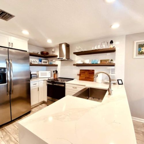 The kitchen is fully stocked for your use