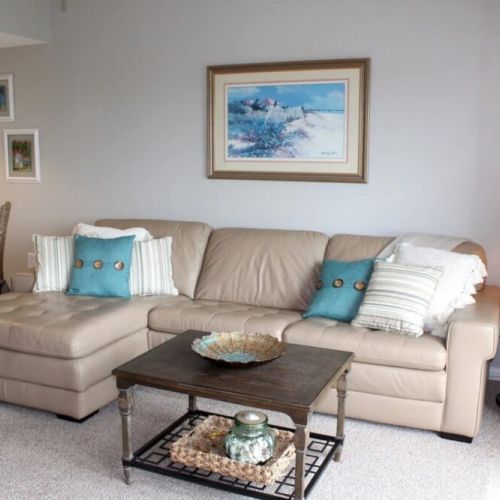 Bright Living with Large, Comfy Couch Looking out on Ocean Views