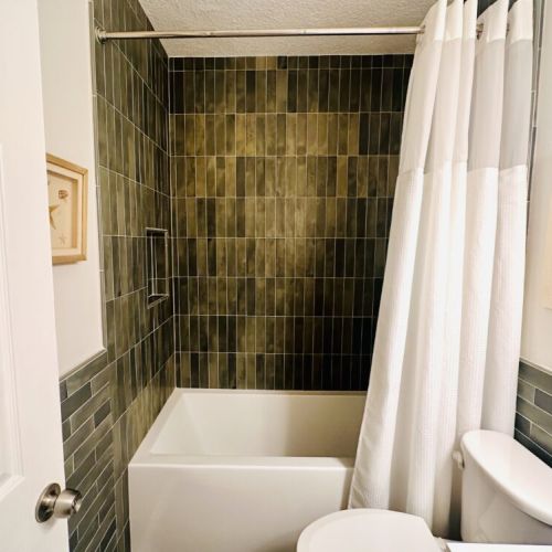 Newly renovated bathroom with soaking tub